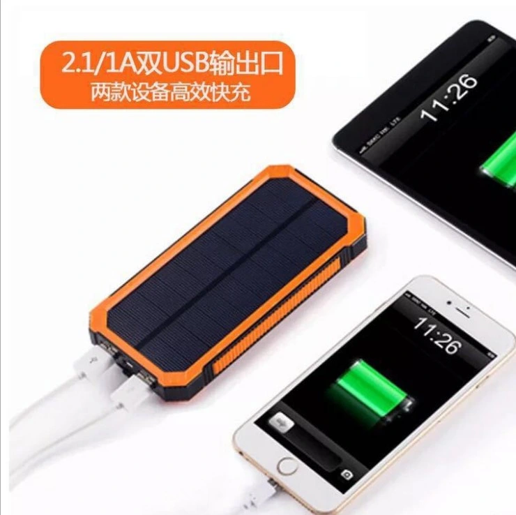 New Waterproof Solar Power Bank 8000mAh Dual USB Li-Polymer Solar Powerbank