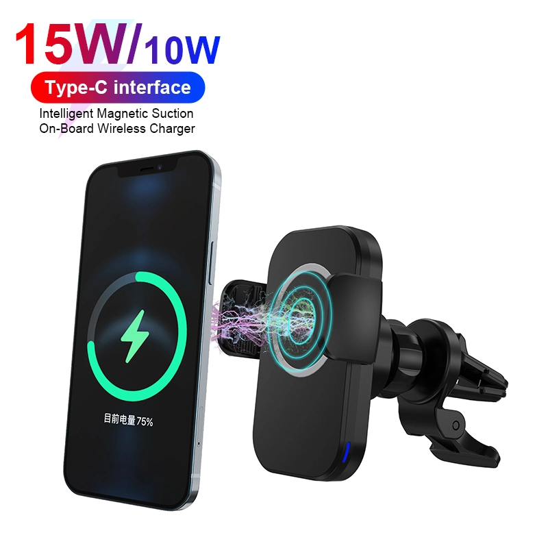 15W 10W Fast Charging Auto Coil Induction Wireless Charger Car Mount Mobile Phone Holder for Smartphone