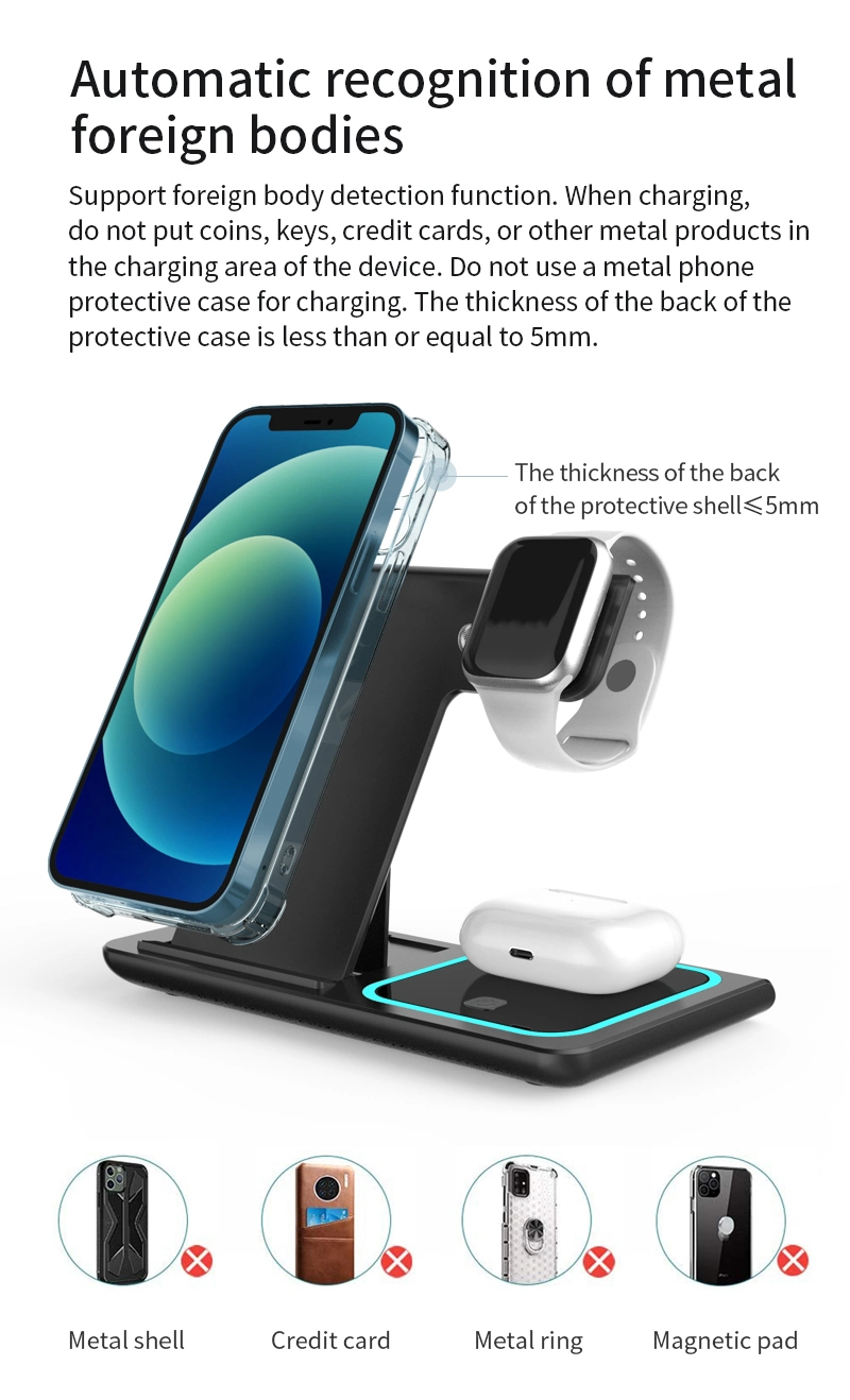 3 in 1 15W 10W Fast Charge Wireless Charger Stand Holder Wireless Charging Multifuncion Station Support Apple Products