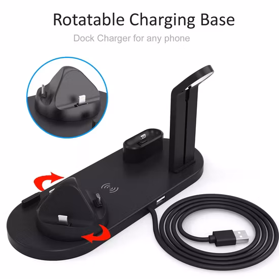 Doca de carregamento sem fio rápida personalizada 5W 15W Qi Carregador de telefone sem fio Carregador sem fio