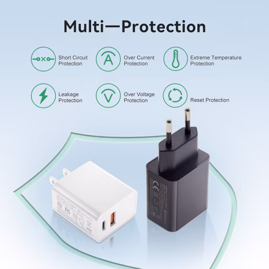 Pd18W QC3.0 USB Fast Type C Charger Universal Input 5V 3A/9V 2A/12V 1.5A EU UL CE FCC SAA RoHS Ukca para Tablet/Celular/LED/CCTV/Headset/Carregamento Sem Fio