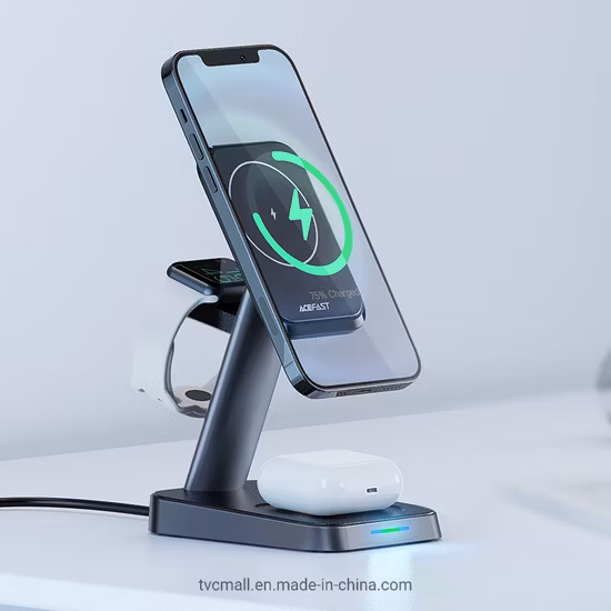 Acefast E3 3-em-1 Estação de Carregamento Sem Fio Magnético Suporte para Telefone Fone de Ouvido Relógio Carregador Suporte para iPhone 12/12 PRO/12 PRO Max/12 Mini